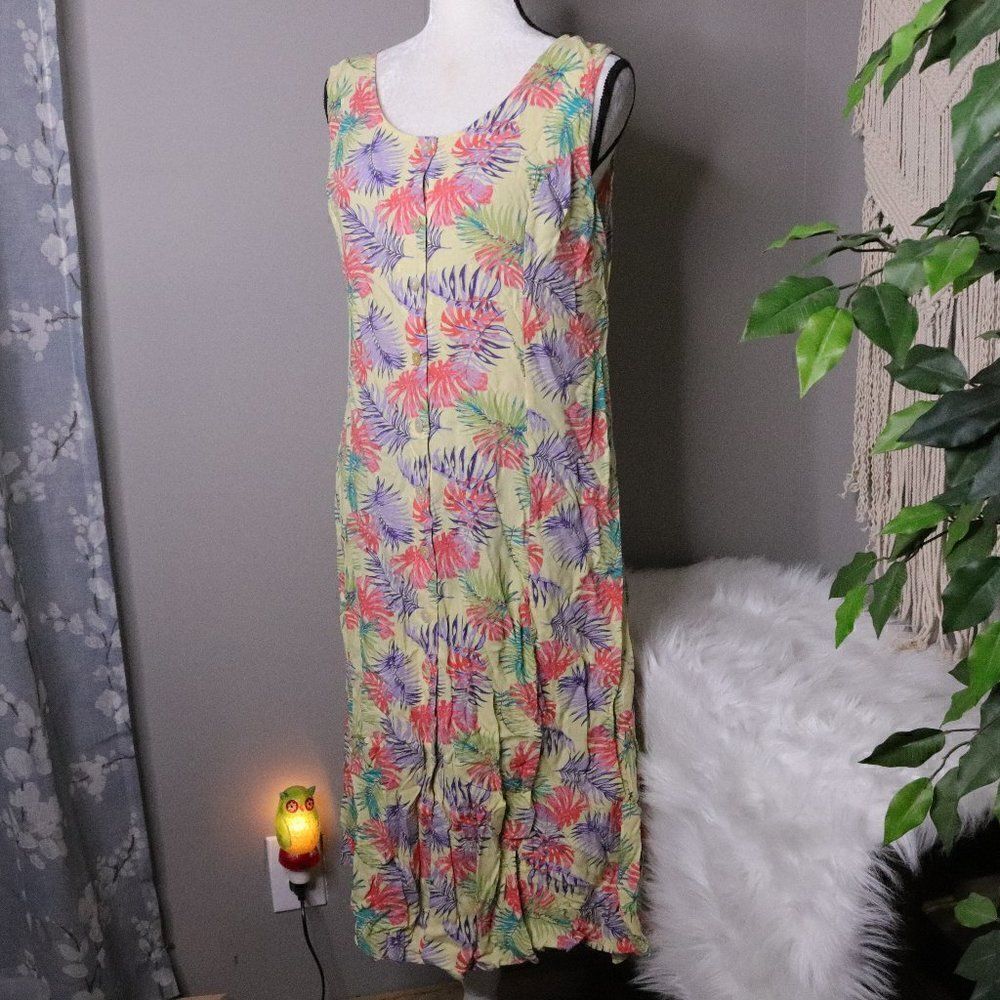 ‎Vintage | 1990's Shift Button Down Maxi Dress Medium